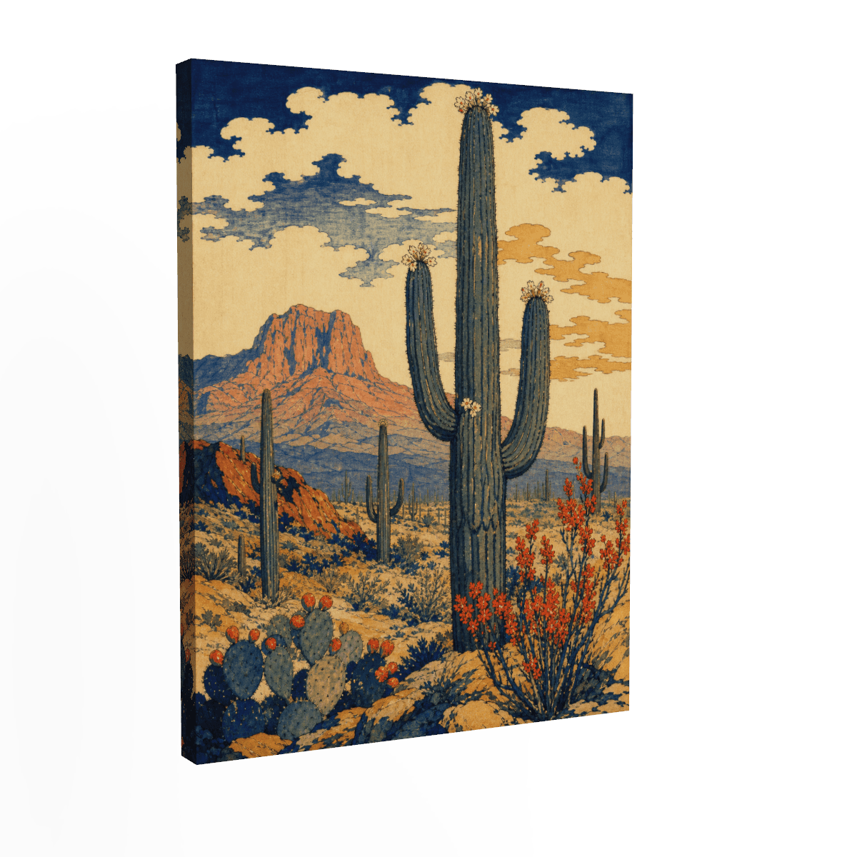 Saguaro Desert — Woodblock Print